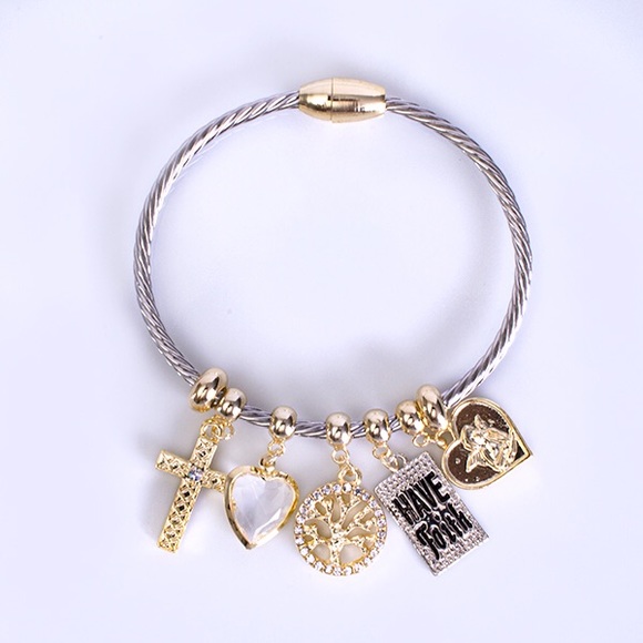 CHARM BANGLE BRACELET KEEPING THE FAITH - Picture 1 of 2